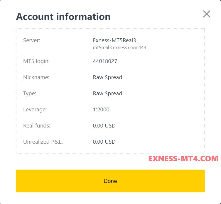 Exness MT4 and MT5 Login Information
