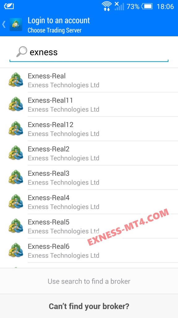 Instructions for logging in Exness MT4 on Android